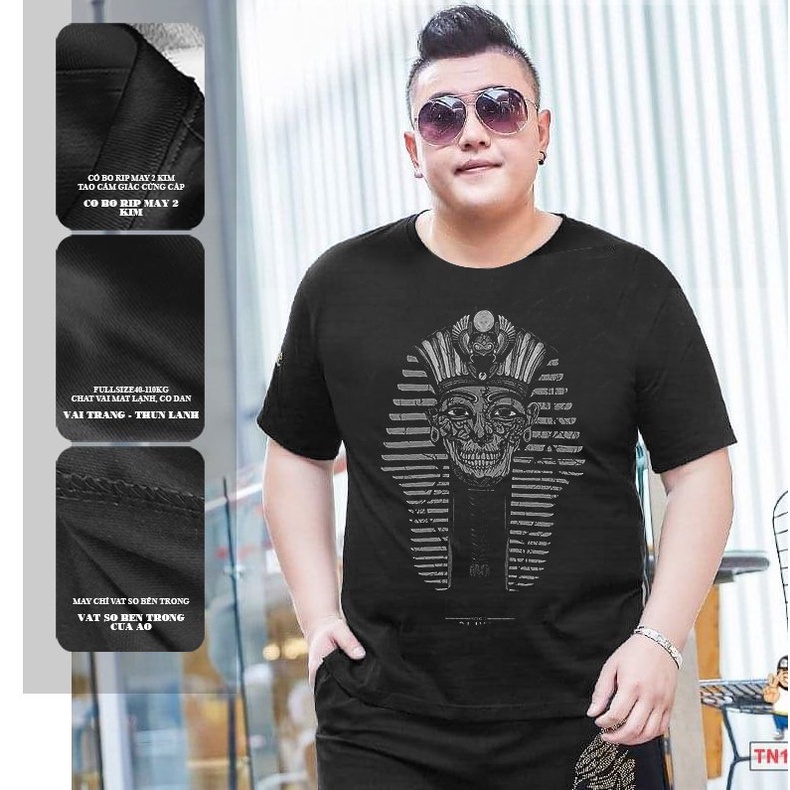 Áo Phông Nam BigSize 4XL Đến 8XL chất đẹp 2023 Cotton Áo Thun Nam Big Size Lớn 120kg Form Giấu Bụng- BeYourWaoo BIGS06