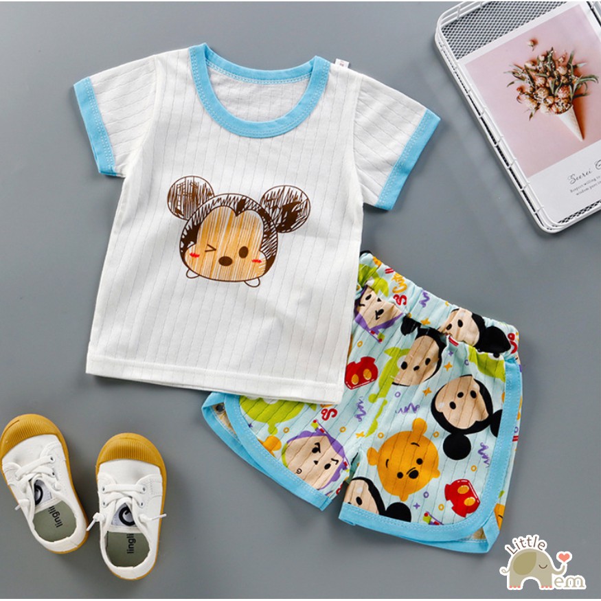 Bộ đồ bé trai Cotton xuất Nhật cộc tay _ Mickey