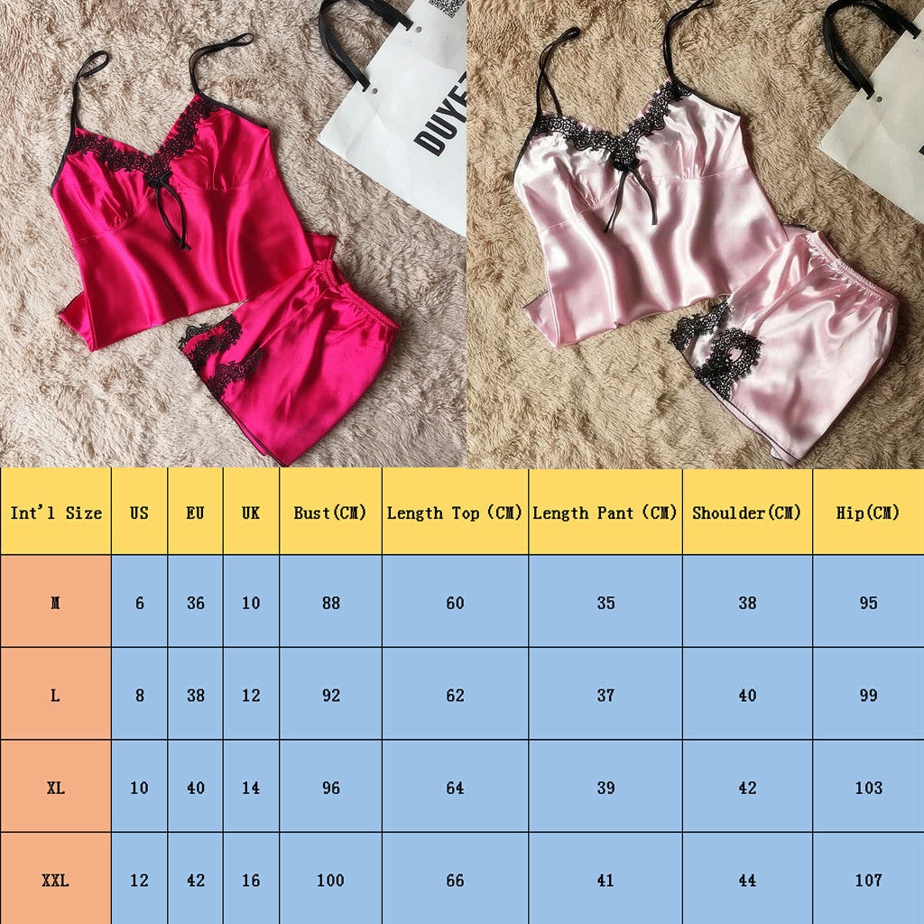 Set Đầm Ngủ Satin Phối Ren Và Quần Lót Lọt Khe Quyến Rũ