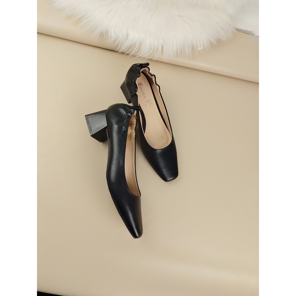 Giày cao gót nữ enako tp13656- mũi vuông gót trụ cao 4,5cm