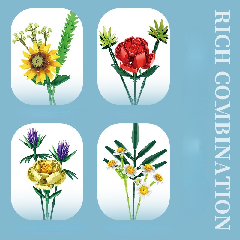 Đồ chơi lắp ráp hình hoa mini ZHAN QI TOYS dùng để trang trí diy