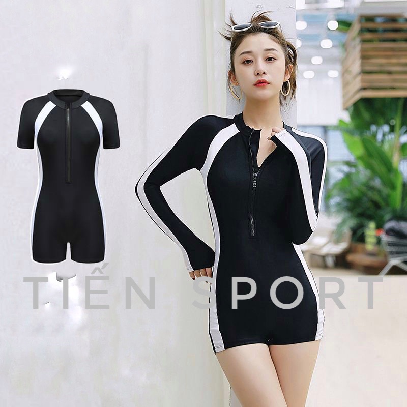 Đồ Bơi Nữ Dài Tay Chống Nắng Liền Quần, Hàng Nhập Quảng Châu