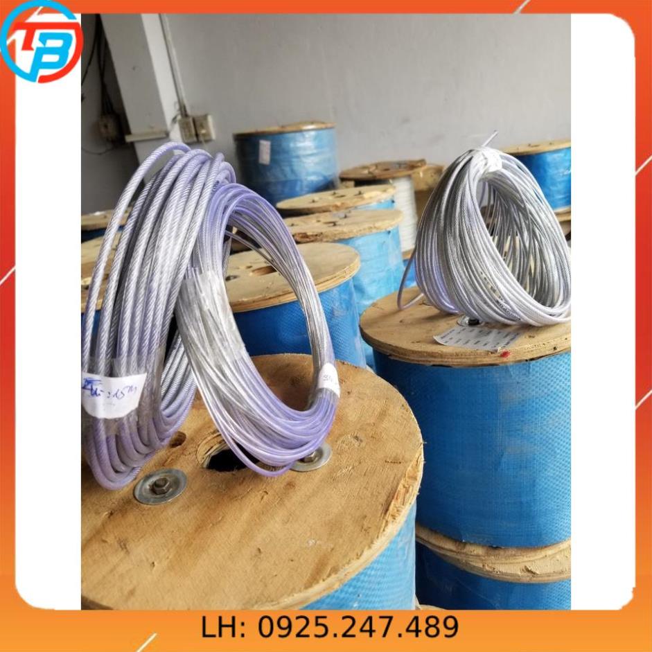 Cáp thép bọc nhựa cuộn 100 mét.Đầy đủ các size 2mm,3mm...cáp thép Thái Bình VinàN