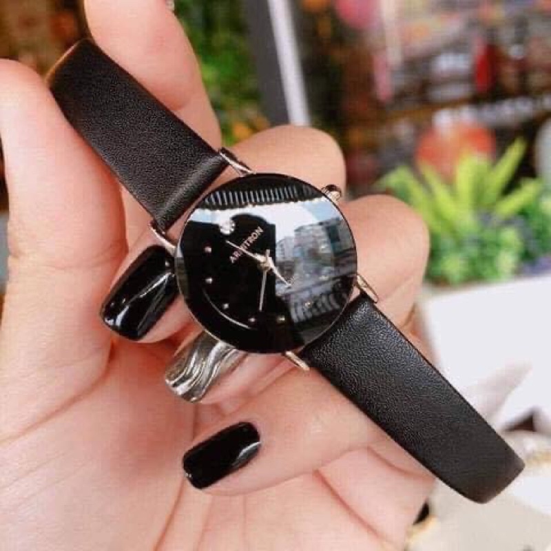 Đồng Hồ Nữ Armitron Dây da đen case 24mm