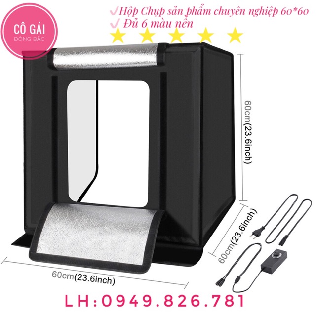 [Mã 44ELSALE2 giảm 7% đơn 300K] Hộp chụp sản phẩm PULUZ 60*60 siêu sáng, 6 màu nền tặng kèm - Cô Gái Đông Bắc