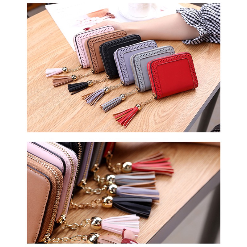 READY STOCK ✨ Cute Tassel Women Credit Card Holders Purse 20 Card Slots