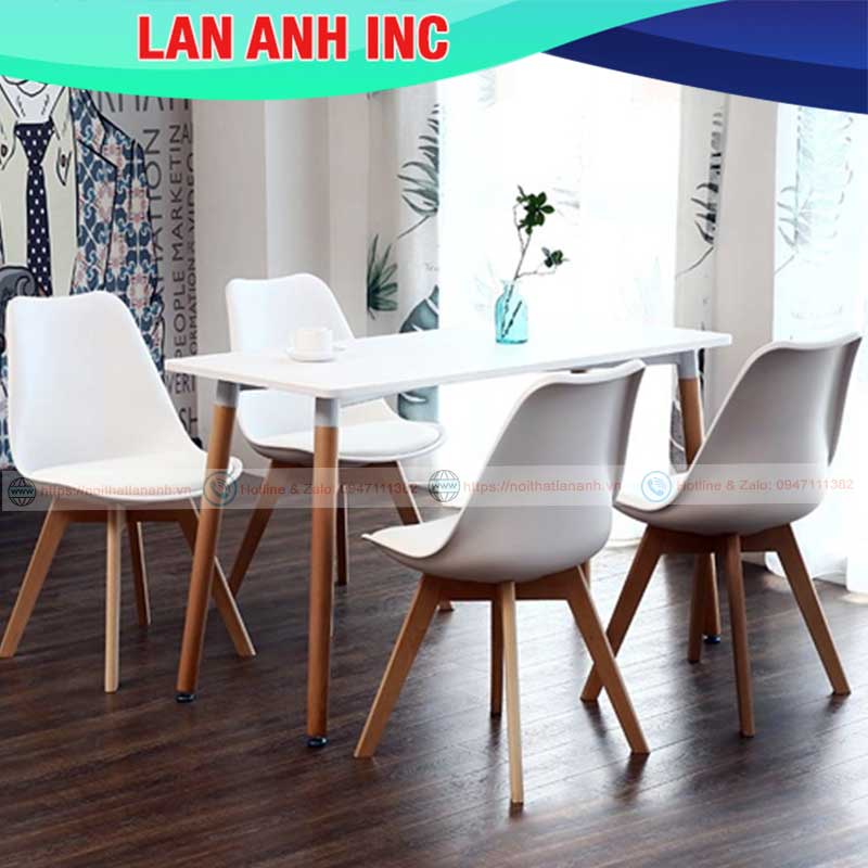 Bộ bàn ăn hiện đại 4 ghế eames giá rẻ LA-BBA02