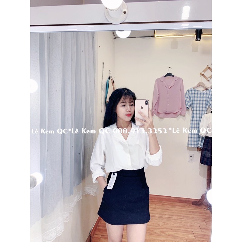 Áo Sơ Mi Tay Dài Trơn Cổ Vest Hàng Quảng Châu Chất Mịn Mát