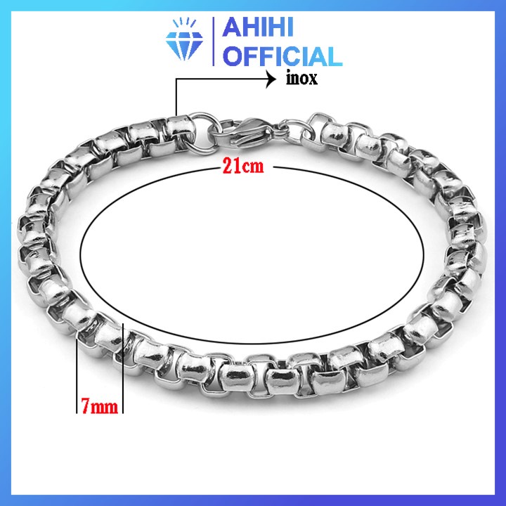 Lắc tay nam inox cao cấp thời trang rẻ đẹp titan thép không gỉ kiểu bông dừa khít cỡ 7ly ahihi.official PTLTNA124