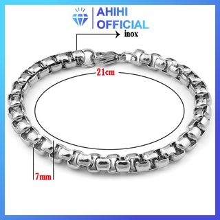 Lắc tay nam inox cao cấp thời trang rẻ đẹp titan thép không gỉ kiểu bông dừa khít cỡ 7ly ahihi.official PTLTNA124