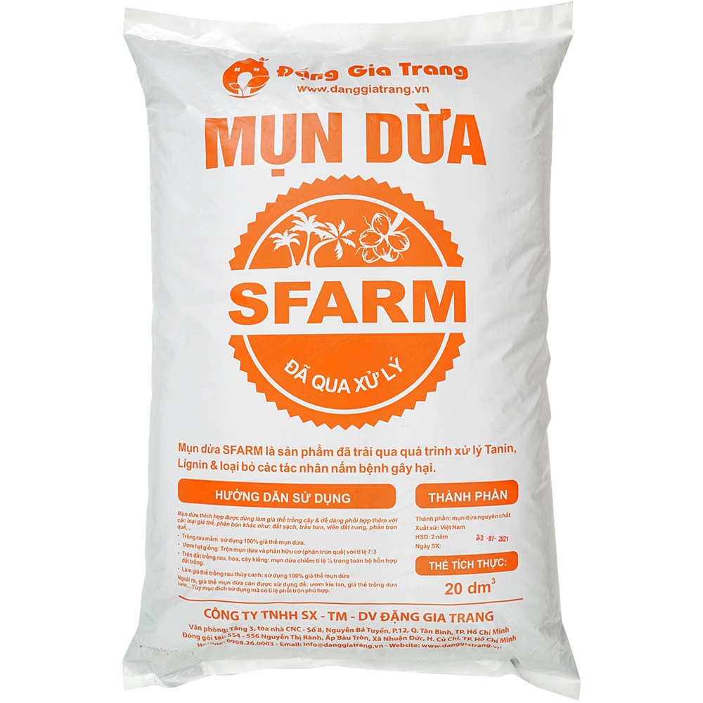 Mùn dừa SFARM bao 20dm3 đã qua xử lý