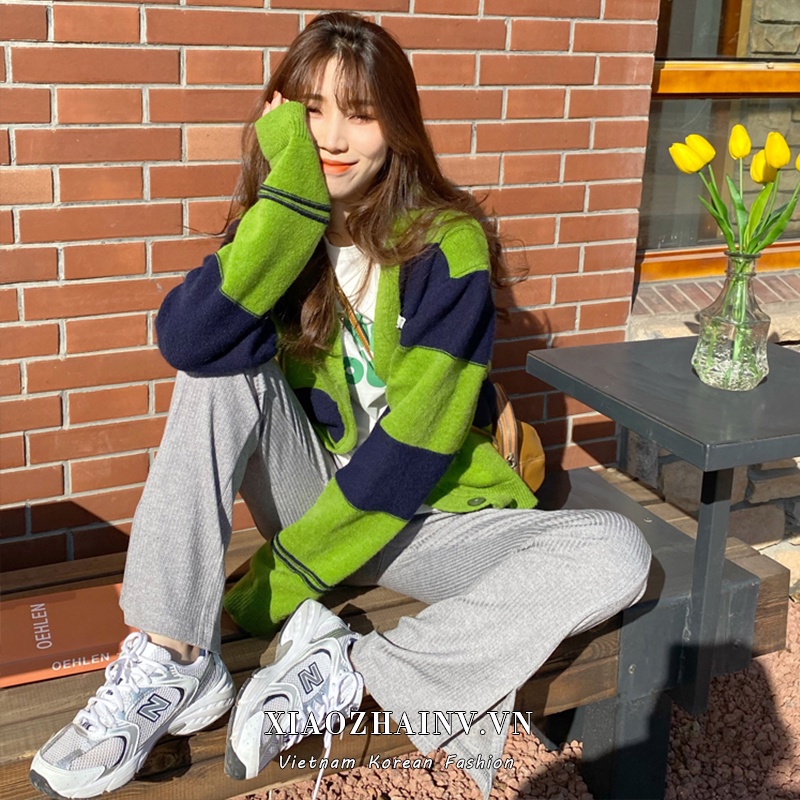 Áo Khoác Cardigan Dệt Kim Tay Dài Cổ Chữ V Dáng Rộng Kẻ Sọc Thời Trang Mùa Thu Cho Nữ | BigBuy360 - bigbuy360.vn