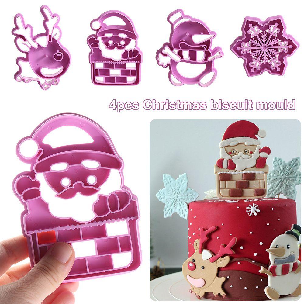 KUNHEV Set 4 Khuôn Làm Bánh Quy Hình Ông Già Noel