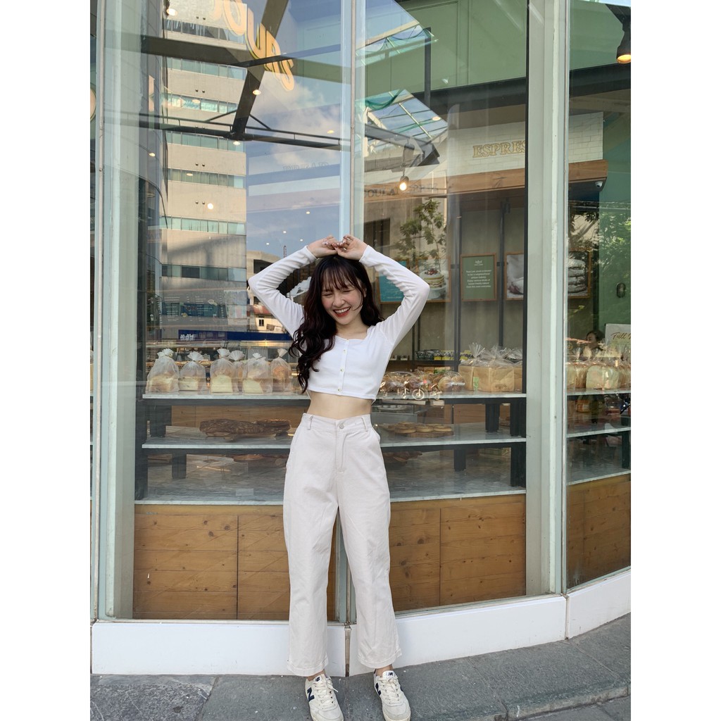 ÁO CROPTOP CÚC DÀI TAY CHẤT LEN TĂM ULZZANG