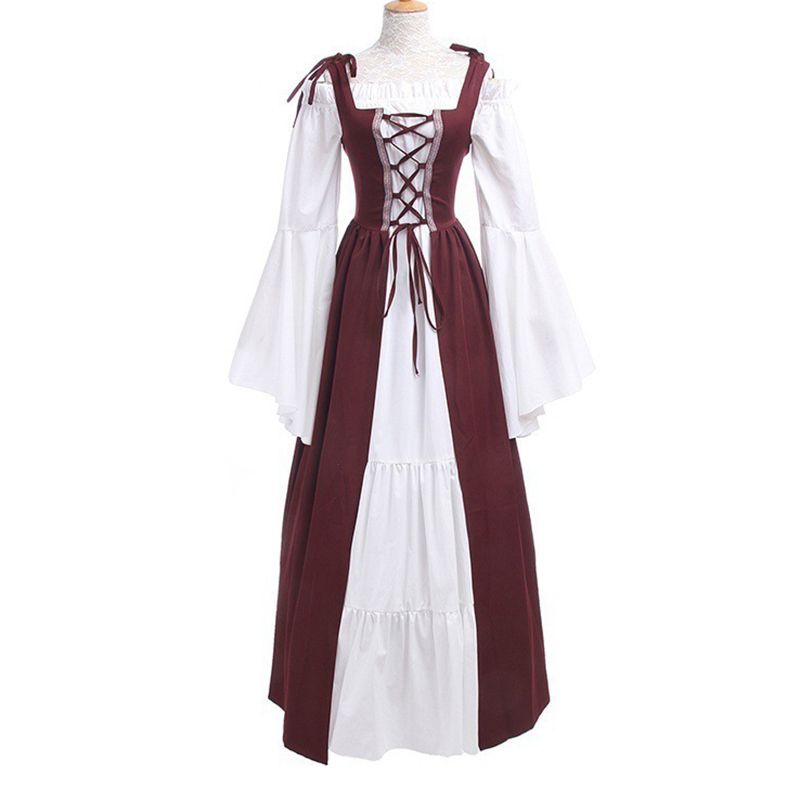 Đầm Dài Thắt Eo Tay Loe Phong Cách Thời Phục Hưng Gothic Cổ Điển Dành Cho Nữ