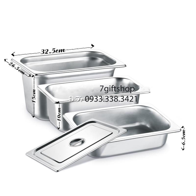 Khay đựng thạch inox - Khay topping GN 1/2 vntrade