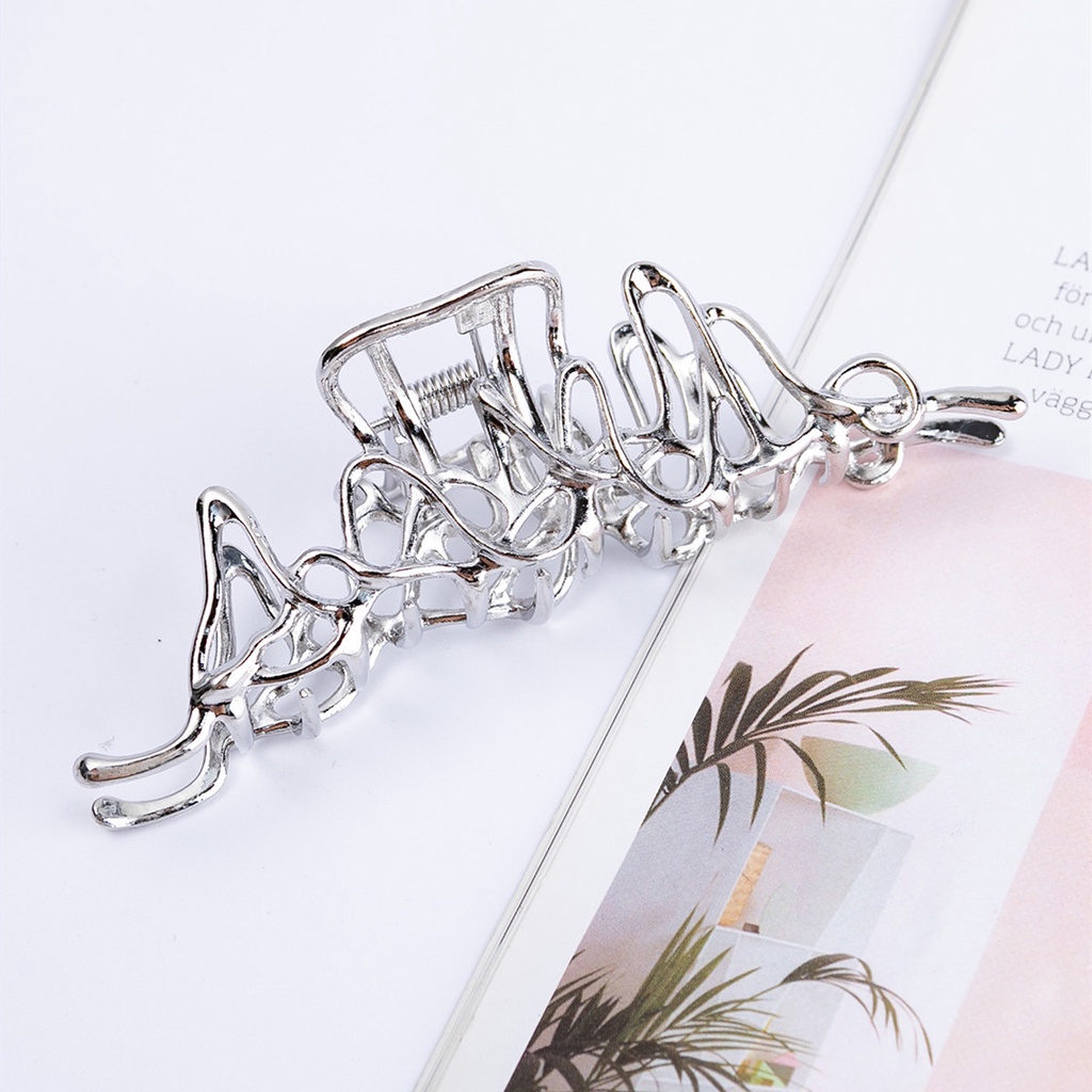 Kẹp tóc cỡ lớn màu bạc cặp tóc phong cách Hàn Quốc kiểu dáng trẻ trung cá tính