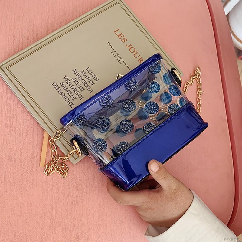 Túi xách da PU phối họa tiết chấm bi xinh xắn cho bé gái