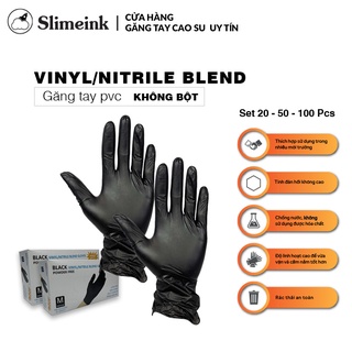 Găng tay cao su đen vinyl/nitrile Blend dùng cho thực phẩm, phun xăm, thẩm mỹ ( Không sử dụng được hóa chất)