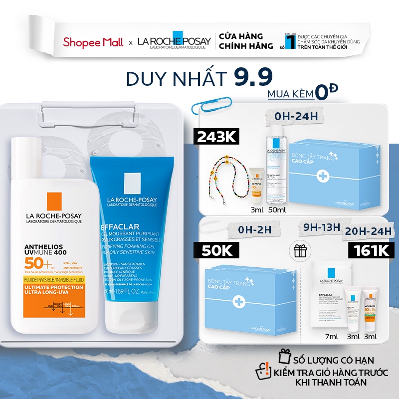 Bộ sản phẩm làm sạch và chống nắng toàn diện La Roche-Posay Anthelios UV Mune