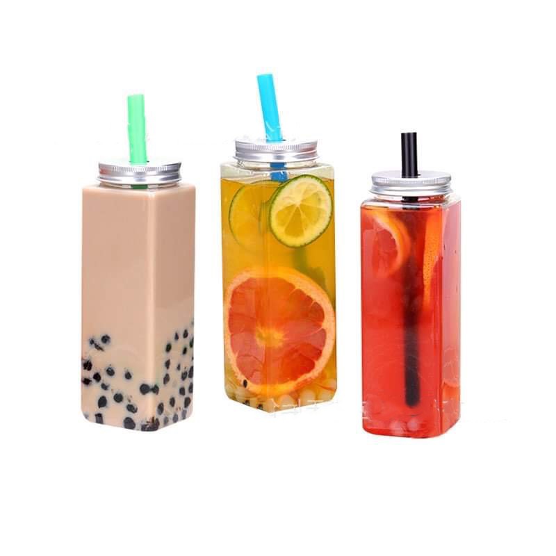 Bình Nhựa Vuông Có Nắp 500ml