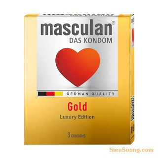 Bao cao su masculan gold phiên bản ánh vàng sang trọng hương vani quyến rũ hộp 3 cái