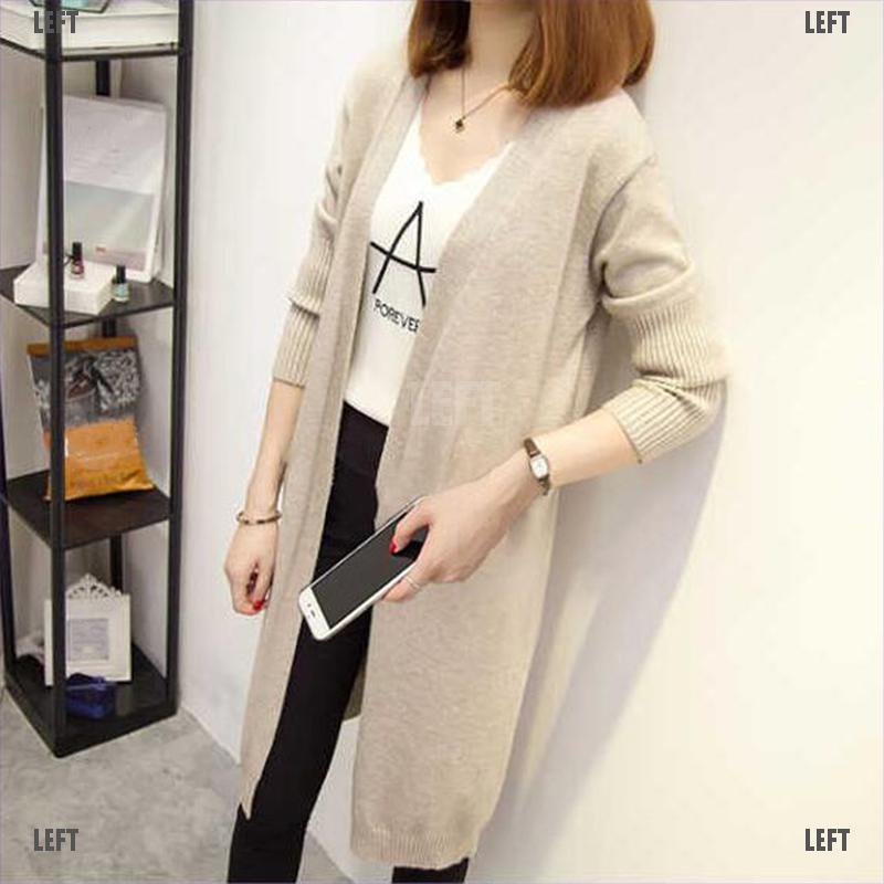 Áo khoác cardigan mỏng dáng dài rộng màu trơn thời trang dành cho nữ