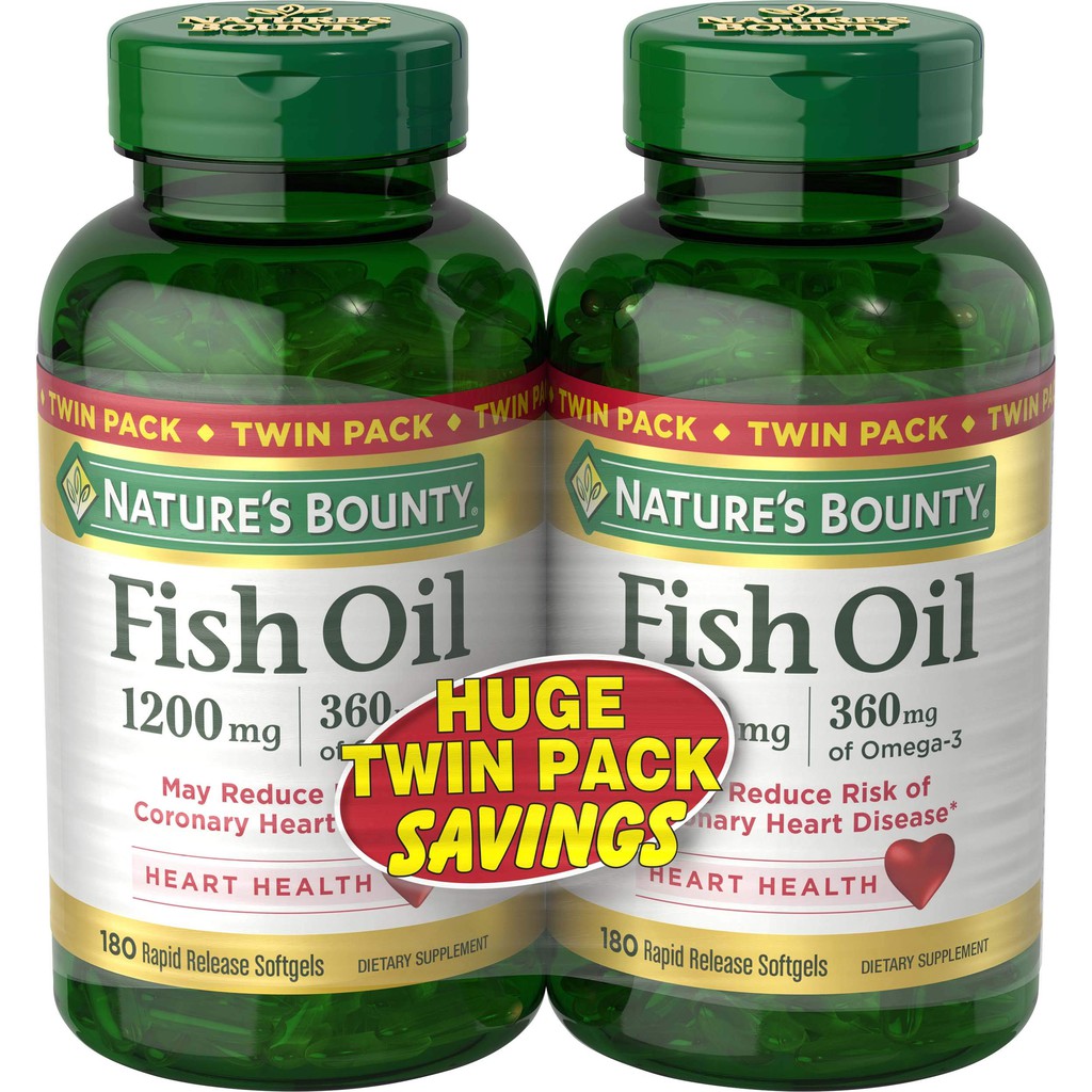 [DATE 2022] Dầu cá Nature's Bounty Fish Oil Coated Softgels 1200 Mg ( 180 / 200 viên )