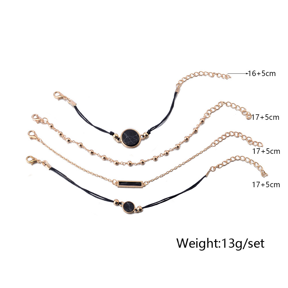 Set 4 Vòng Tay Nhiều Lớp Đính Đá Ngọc Lam Phong Cách Bohemian Thanh Lịch Dành Cho Nữ