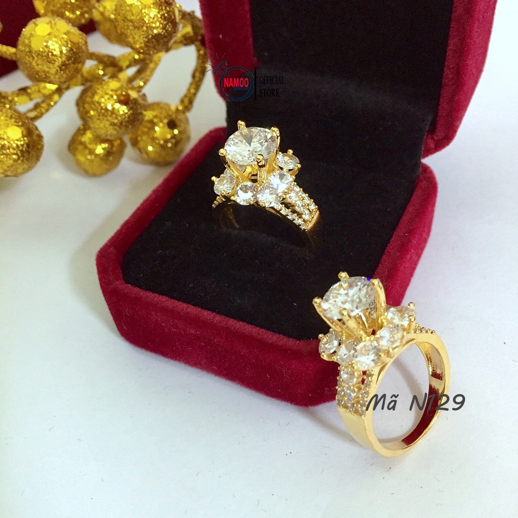 Nhẫn Nữ Đính Đá N129 Bản Hoa Ổ Cao