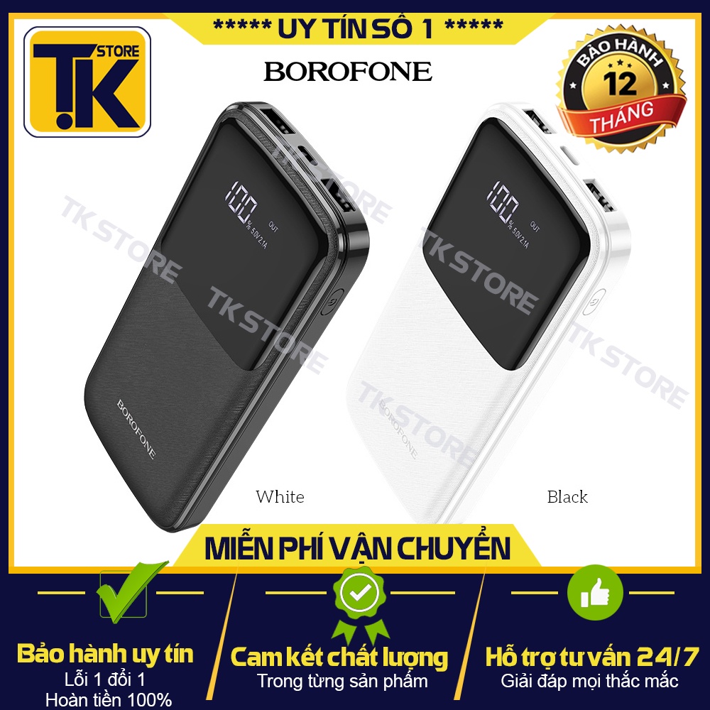 Pin Sạc Dự Phòng 10000mAh/20.000mAh BOROPHONE BJ17 / BJ17A Có Đèn Báo LED, - BẢO HÀNH CHÍNH HÃNG