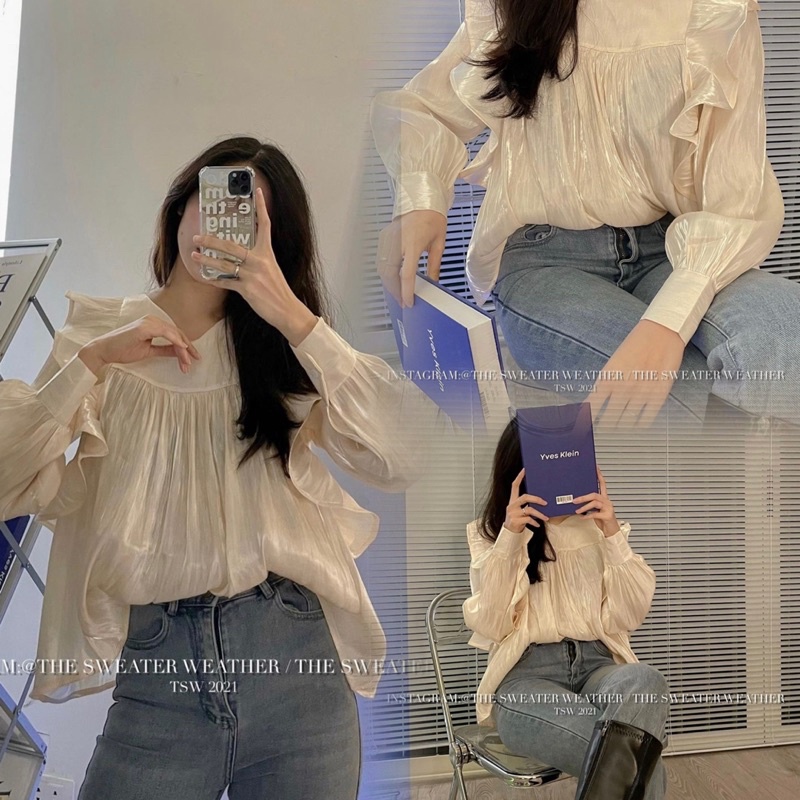 [HÀNG SẴN]ÁO SƠMI TƠ ORGANZA “DAISY” VAI BÈO TIỂU THƯ | BigBuy360 - bigbuy360.vn