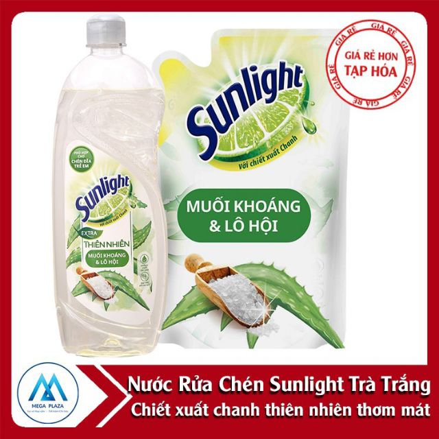 Nước rửa chén bát Sunlight 400ml rửa bát thiên nhiên, chanh