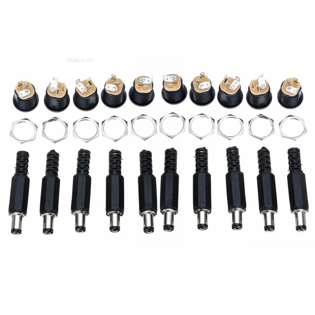 Bộ 10 cặp giác cắm đực + ổ cắm cái 12V 3A bằng nhựa chuyên dụng