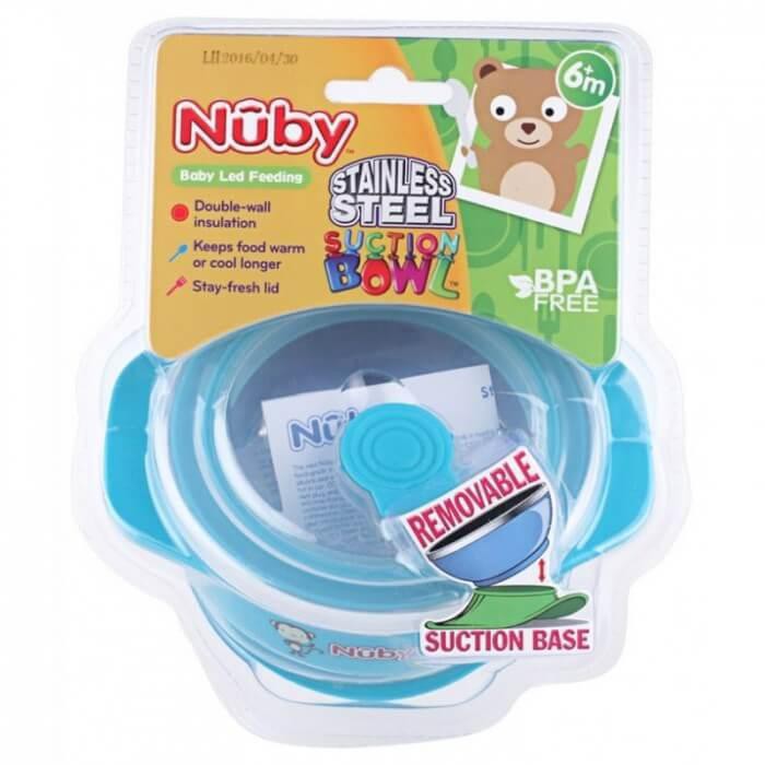 BÁT ĂN GIỮ NHIỆT NUBY KÈM ĐẾ DÍNH HÍT CHỐNG ĐỔ