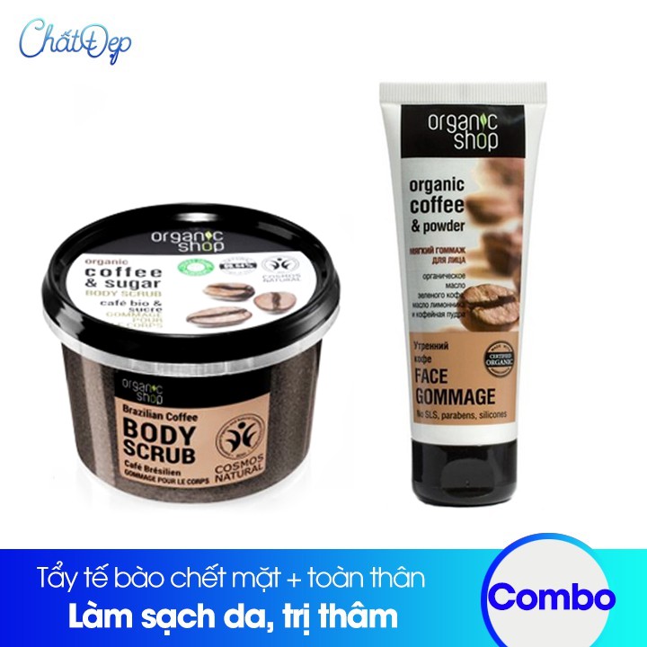 Combo Tẩy da chết mặt và Tẩy da chết toàn thân Organic Shop