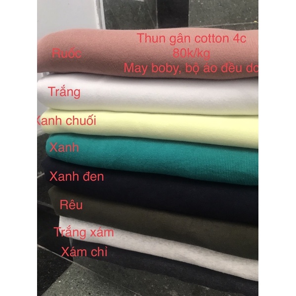 Vải thun gân 100% cotton co dãn 2 chiều và 4 chiều