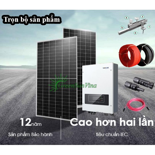 Combo tấm Pin năng lượng mặt trời JinKO 440W + inverter Sofar + Lắp đặt + Phụ kiện