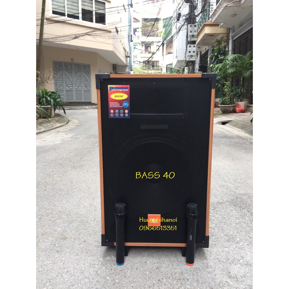 Loa di động, loa karaoke hay vỏ gỗ JBL bass 4 tấc, 2 micro không không dây, công suất lớn, hát cực hay, giá rẻ
