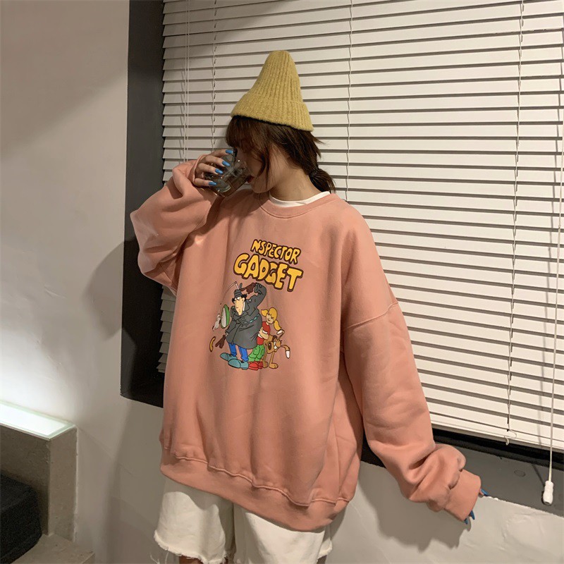 Áo Len Sweater Cổ Tròn Giản Dị In Họa Tiết Hoạt Hình Phong Cách Hàn Quốc | BigBuy360 - bigbuy360.vn