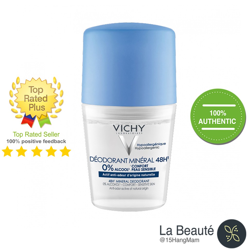 Vichy Déodorant Mineral 48h - Lăn Khử Mùi Không Cồn 50ml