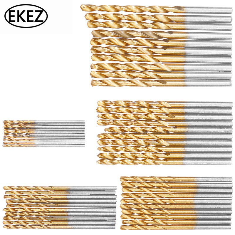 EKEZ Bộ 50 Mũi Khoan HSS Bằng Thép Mạ Bọc Titanium Kích Thước 1 / 1.5 / 2 / 2.5 / 3mm