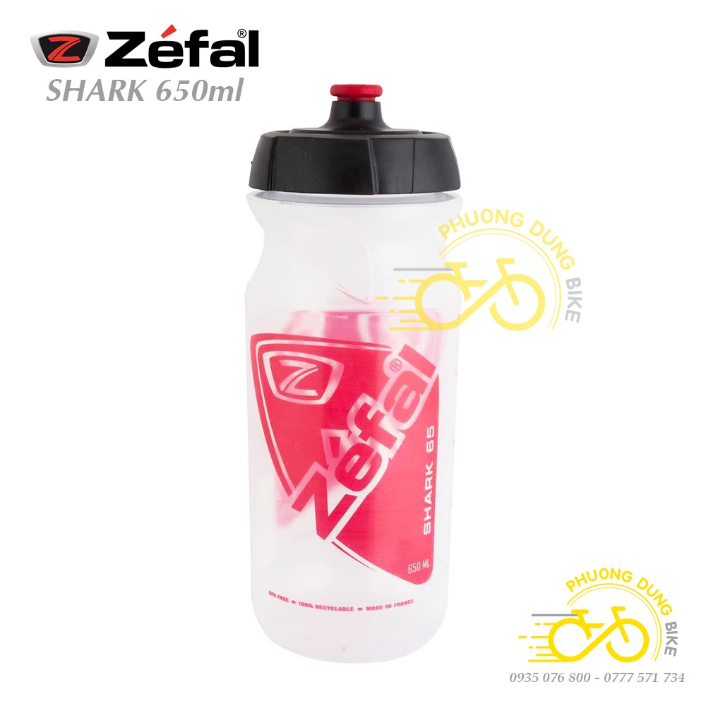 Bình nước trong suốt xe đạp ZEFAL SHARK 650ml