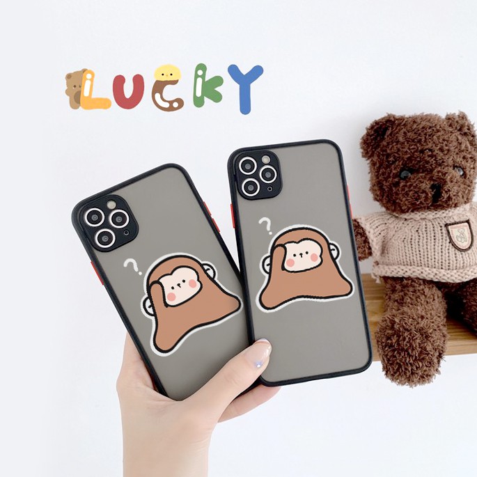 Ốp lưng iphone Khỉ HouHou nhám viền nổi cong 5/5s/6/6plus/6s/6splus/7/7plus/8/8plus/x/xr/xs/11/12/pro/max/plus/promax | BigBuy360 - bigbuy360.vn