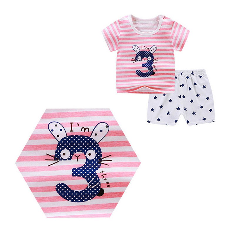 Set 2 bộ áo thun tay ngắn &amp; quần short cho bé trai &amp; gái
