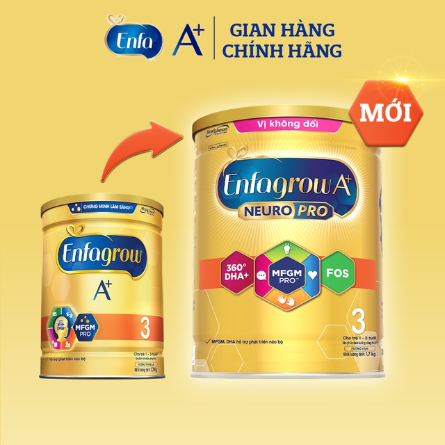 Sữa bột Enfagrow A+ Neuropro 3 - DHA &amp; MFGM vị không đổi – 1.7kg
