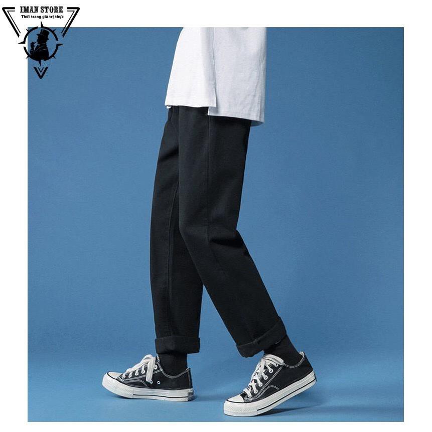 Quần baggy đen nam ống suông rộng