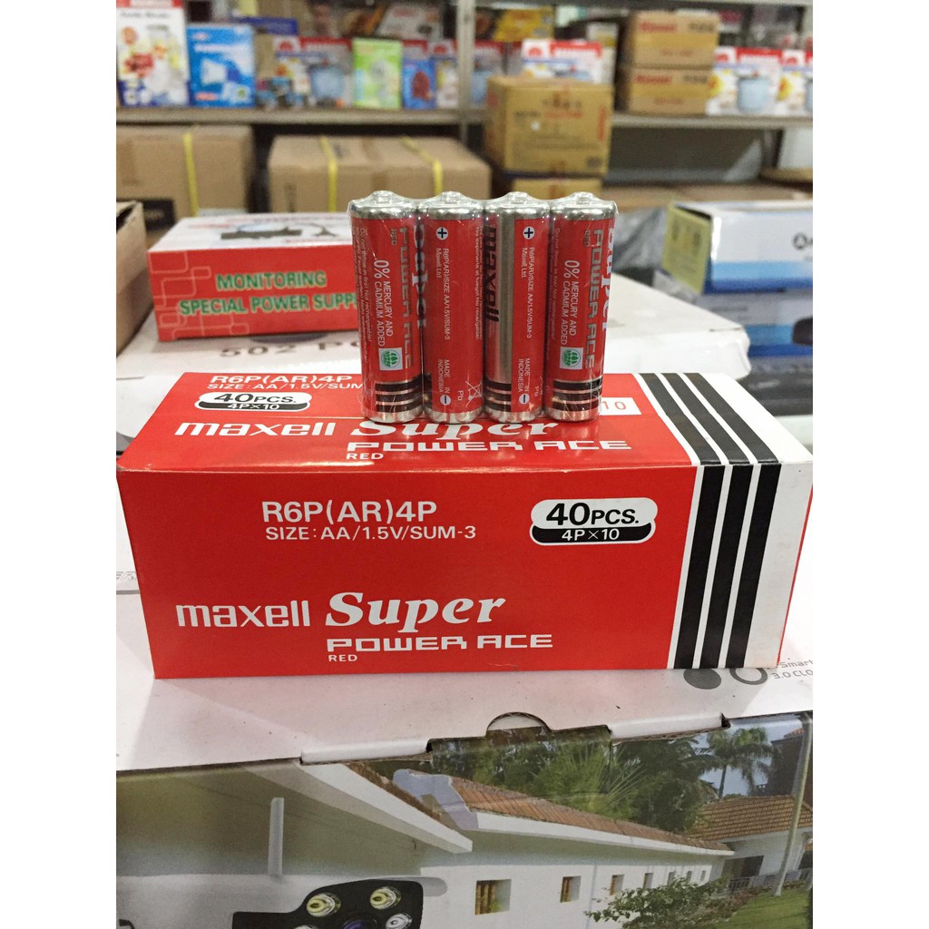 [RẺ NHẤT] Pin AA Maxell than tiểu (đỏ) Super Power Chính Hãng