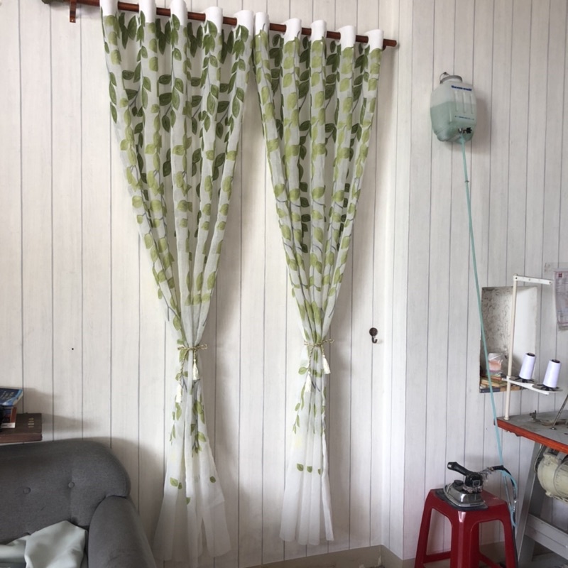 Rèm cửa,rèm voan thêu hoa văn tropical trang trí decor xinh xắn