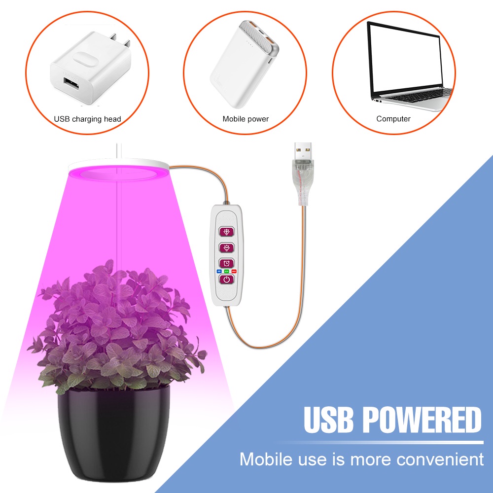 Đèn LED Trồng Cây Có Chức Năng Hẹn Giờ Đầy Đủ Cổng Cắm USB